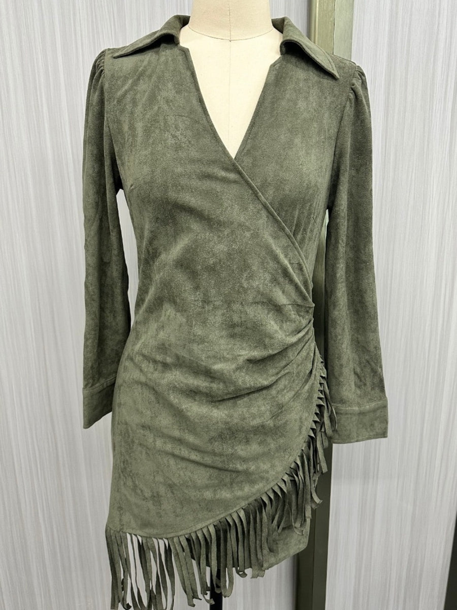 Dark Brown mini dress with mini and wrap