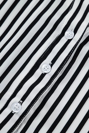 Striped Half Sleeve Button-up Shirt option 7
