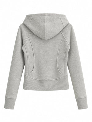 Charcoal Gray zip hoodie with cropped and zip-front