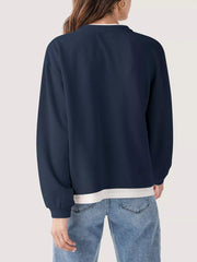 Navy Blue-spot oversized sweatshirt with crew neck