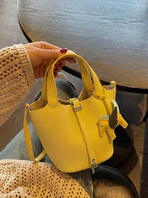Gold with Adjustable Strap Bucket Bag in Gold