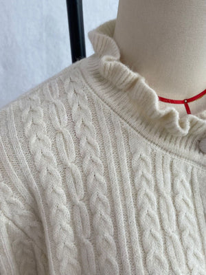 classic cardigan in Gray with mock neck
