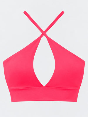 halter top in sage green with crisscross and cropped