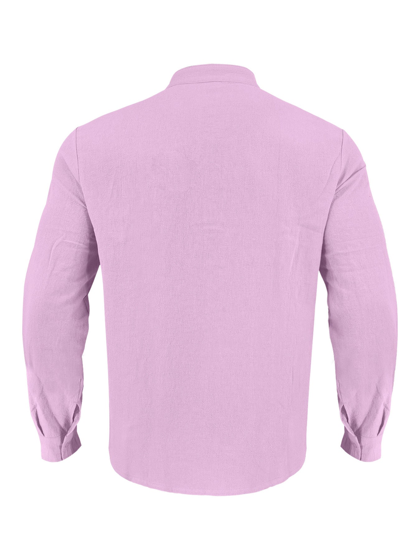 Men's pink cotton band collar button-down shirt