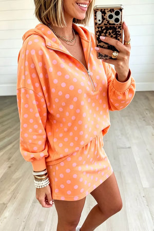 95% polyester, 5% elastane Care instructions: Machine wash cold two-piece set in Tangerine with relaxed silhouette