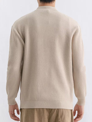 Black mock neck sweater with hip-length and pullover
