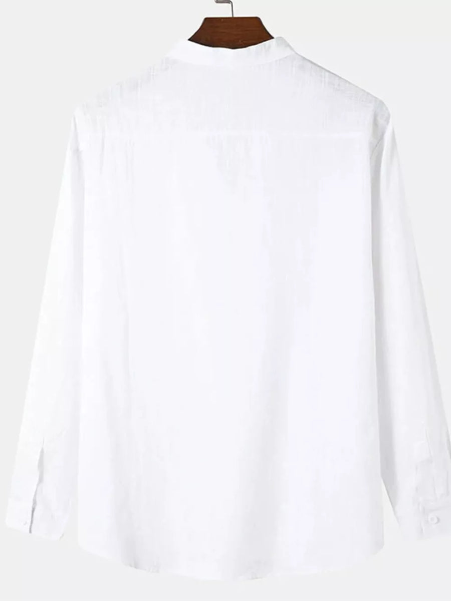 Light Blue Men's Plus Size Long Sleeve Button Shirt