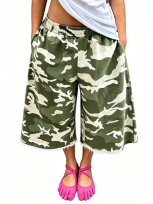 Wide-leg Cropped Sweatpants With Pockets in Gray