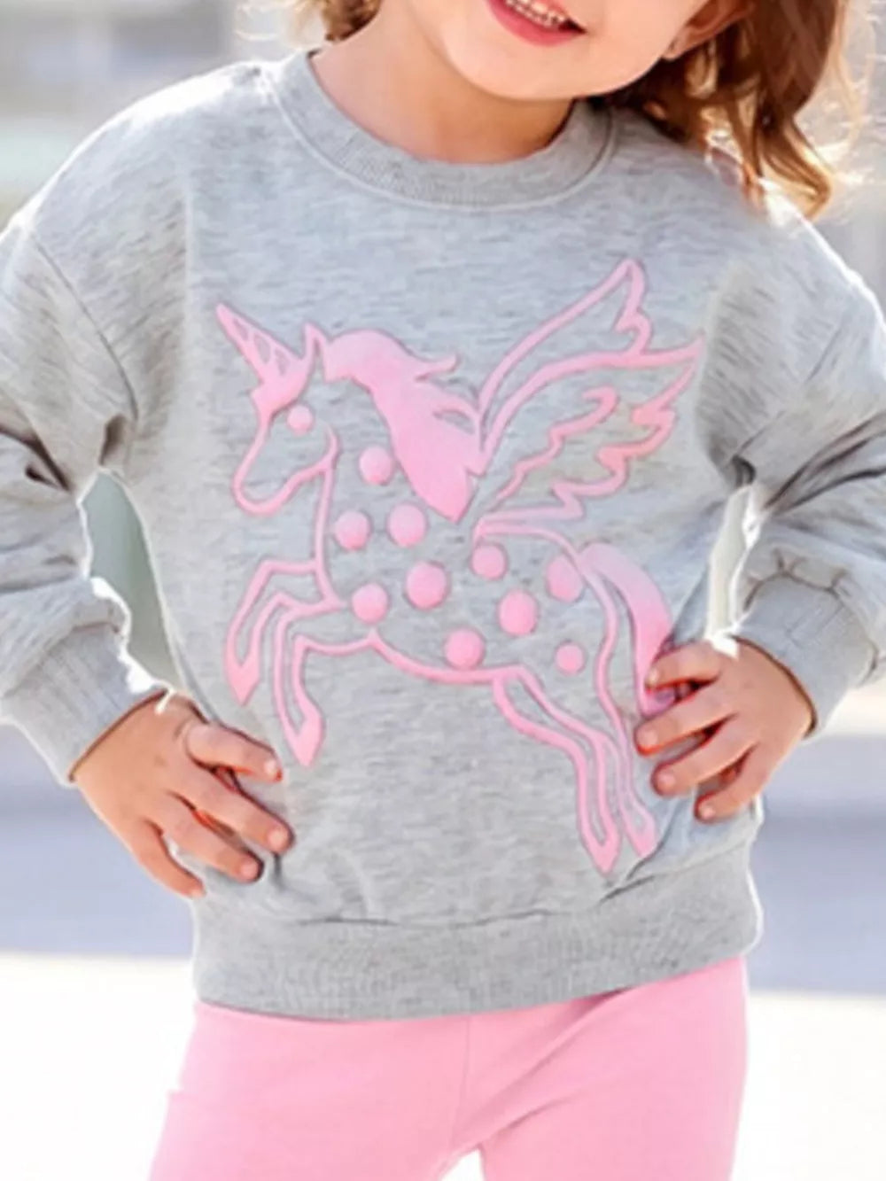 95% cotton, 5% polyester Care instructions: Machine wash cold sweatshirt and leggings set in Light Gray with relaxed