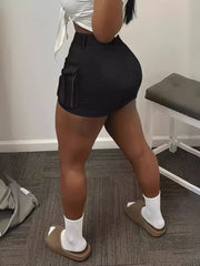Khaki with Cargo Pocket Mini Skirt