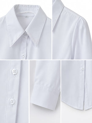 Classic Slim-Fit Button-Down Shirt Plus Size in white with button cuffs