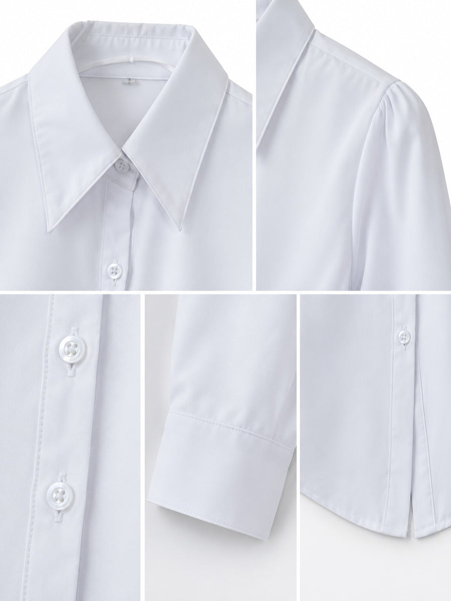Classic Slim-Fit Button-Down Shirt Plus Size in white with button cuffs