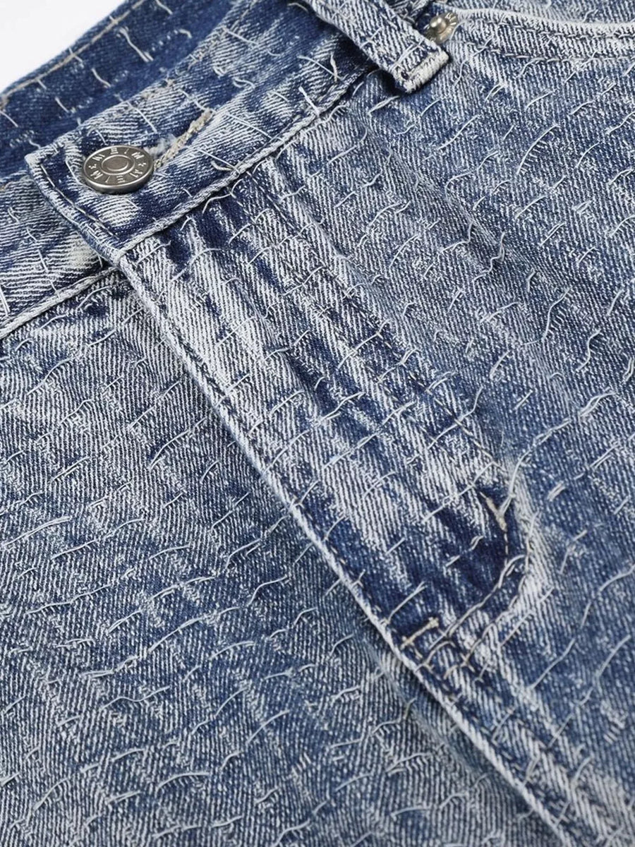 Blue with Men's Wide Leg Denim Capris in Blue