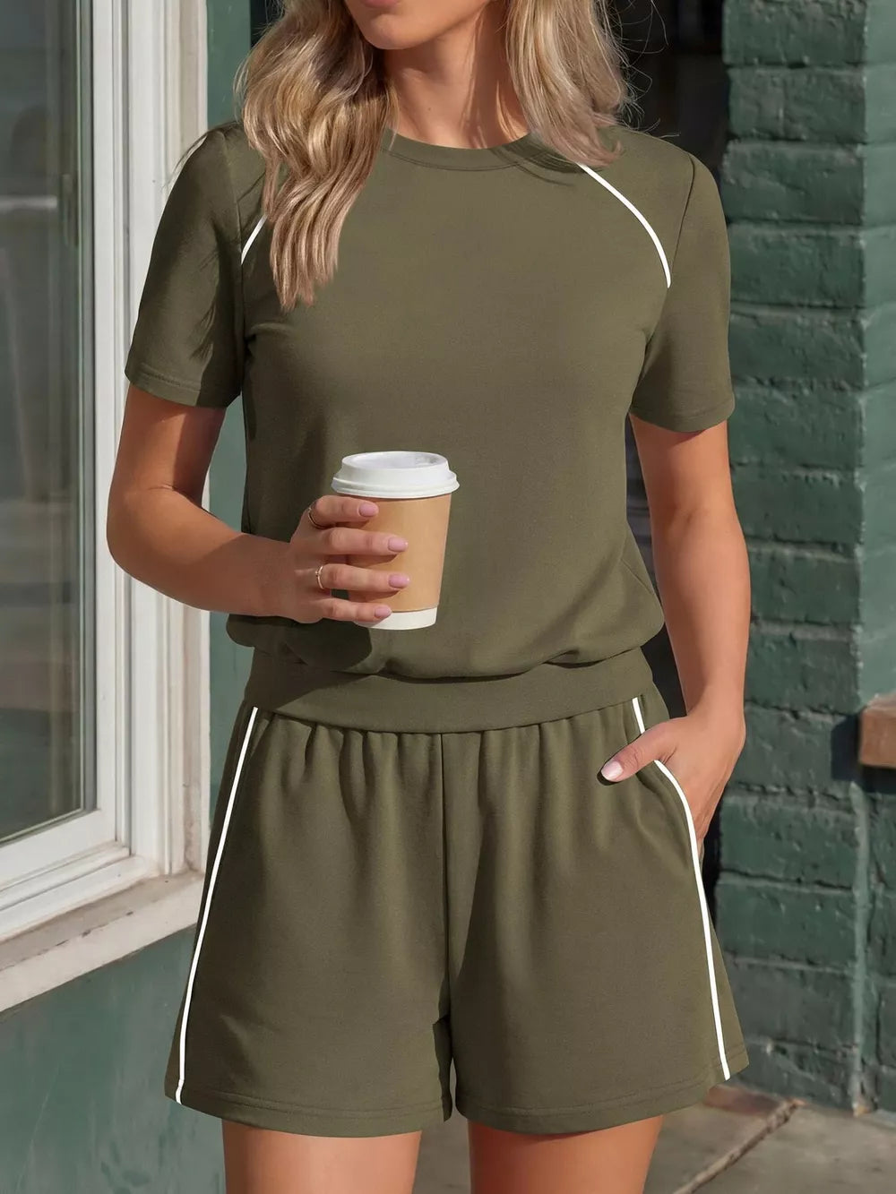 Wine Red t-shirt and shorts set