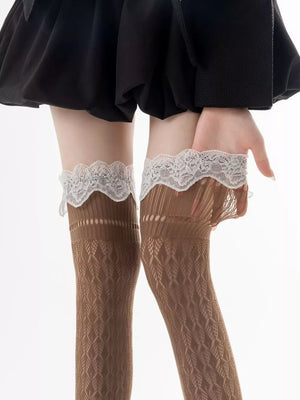 Black stockings with elastic and geometric