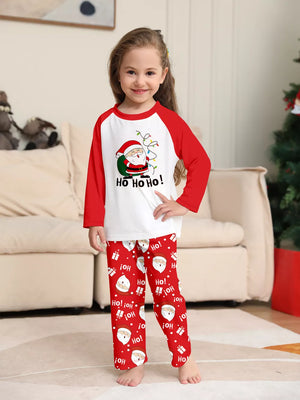 Full Size Matching Family Christmas Santa Claus Pajamas Set in white with raglan sleeve