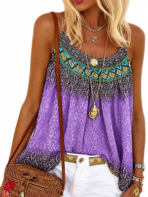 Full Size Printed Scoop Neck Cami Plus Size in Purple with plus-size