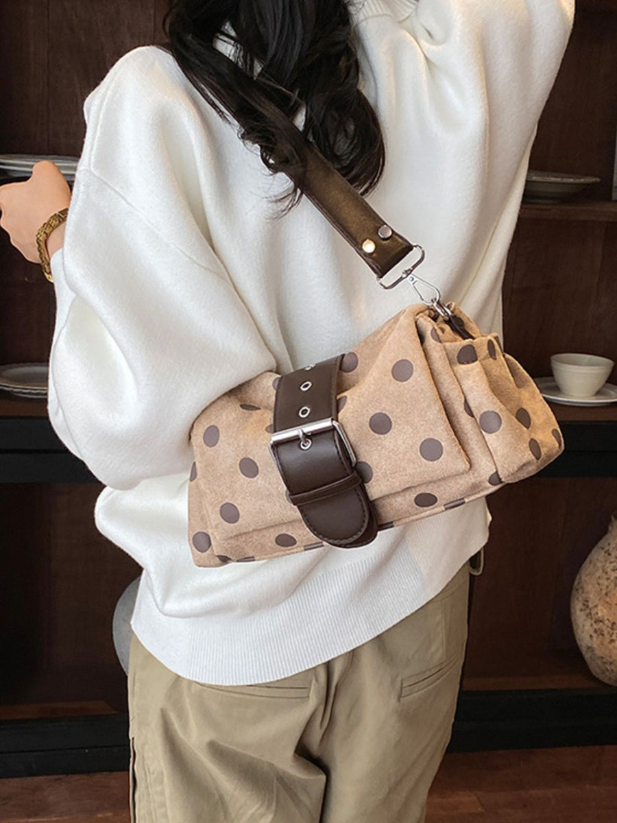 shoulder bag featuring polka-dot in Brown with PU Leather Imported Size &amp texture
