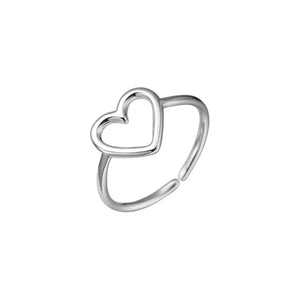 925 Sterling Silver Heart Open Ring in Silver