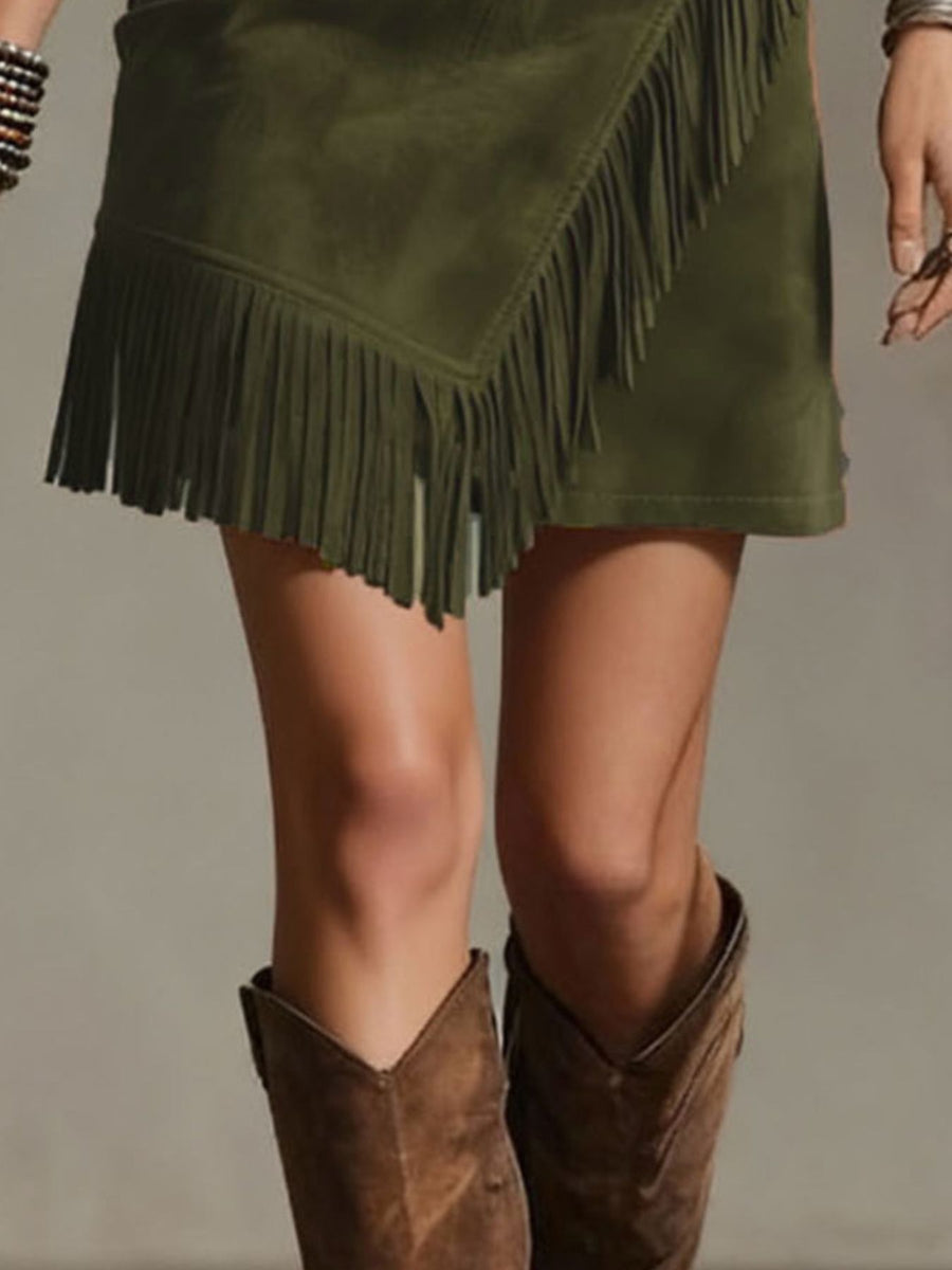 wrap skirt in Brown with asymmetrical and mini