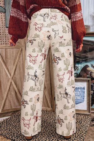 rust jeans featuring pocketed and western print