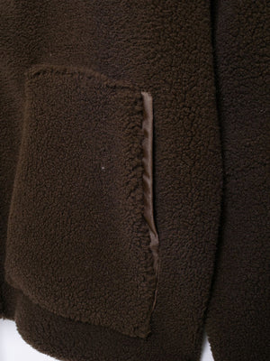 Sherpa Zip-Up Jacket in Reddish Brown with zipper