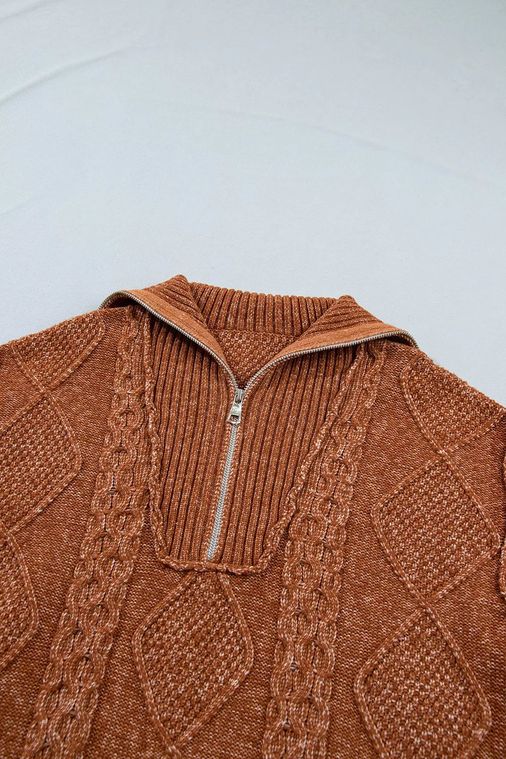 rust relaxed sweater dress with collared