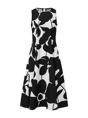 Black with Sleeveless Floral Maxi Dress