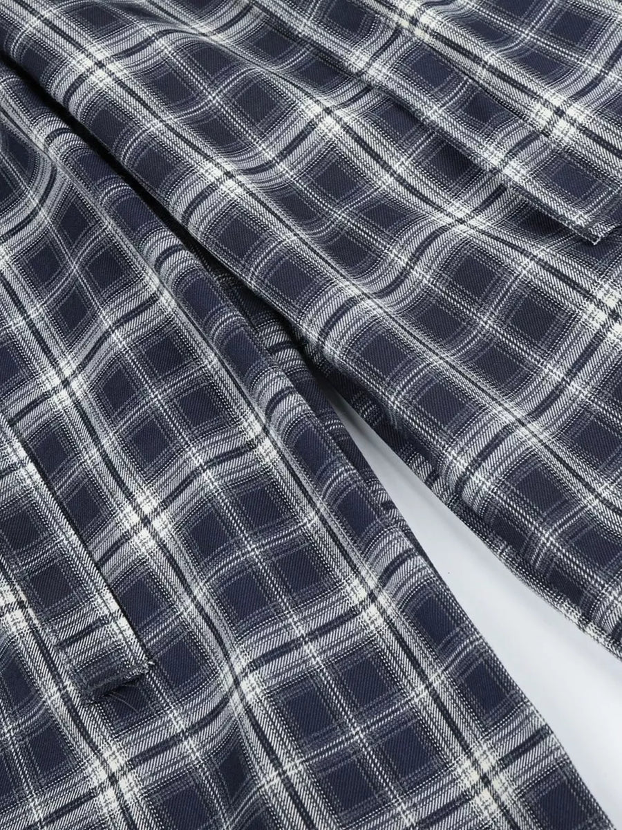 Blue with Men S Plaid Wide-leg Pants in Blue