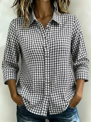 Pink Full Size Plaid Collared Button Up Shirt