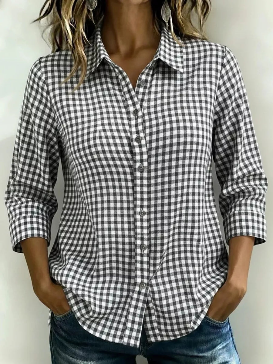 Pink Full Size Plaid Collared Button Up Shirt