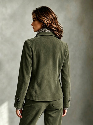 classic blazer in camel with collared