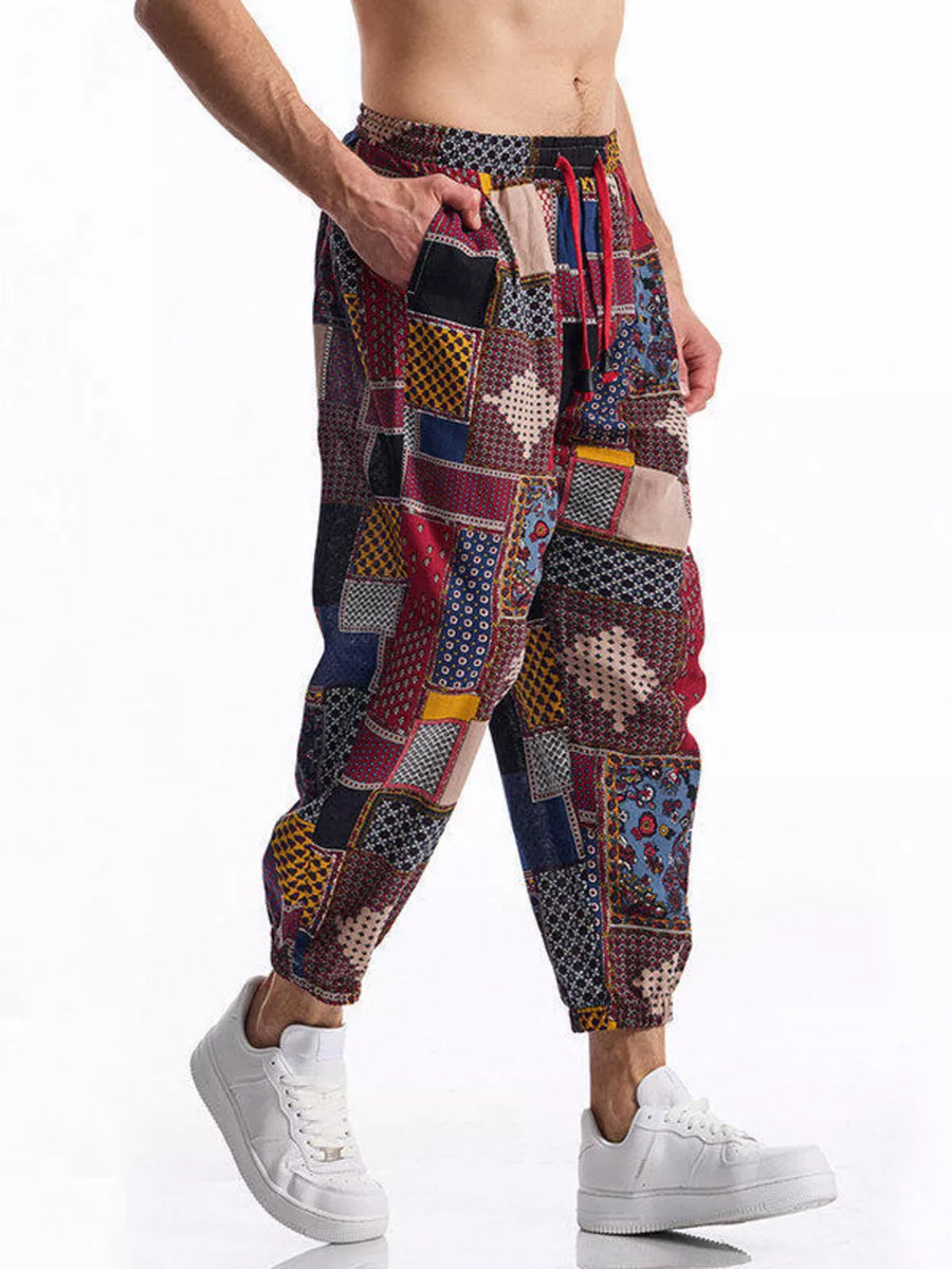 Sherbet Men's Full Size Printed Drawstring Casual Pants