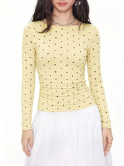 white t-shirt with ruched and long sleeve