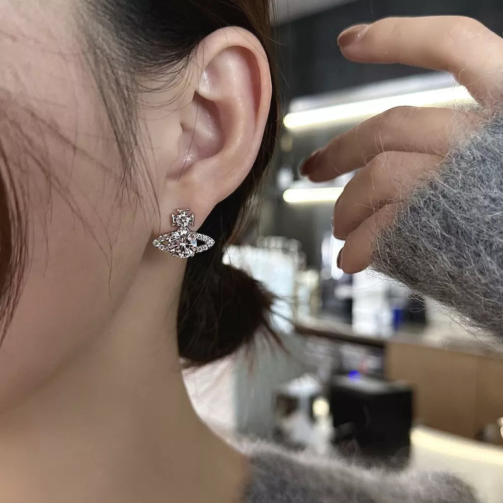 earrings in silver featuring moissanite stones and not applicable fit