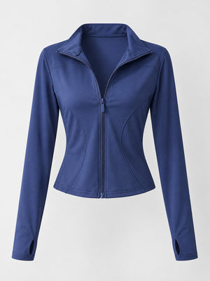 athleisure windbreaker in Ocean Blue with mock neck