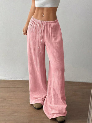 Wide-leg Drawstring Cotton Pants, view 13