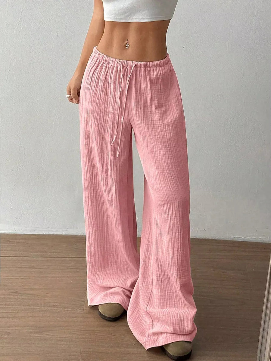 Wide-leg Drawstring Cotton Pants, view 13