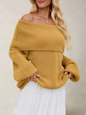 pullover sweater in mustard yellow featuring oversized and oversized fit