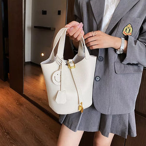 Bucket Crossbody Bag With Lock Detail in Black