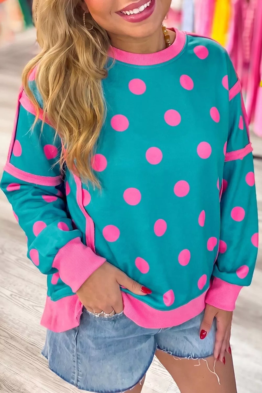 artsy sweatshirt in Sky Blue with crew neck