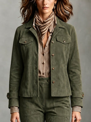 classic blazer in Caramel with collared