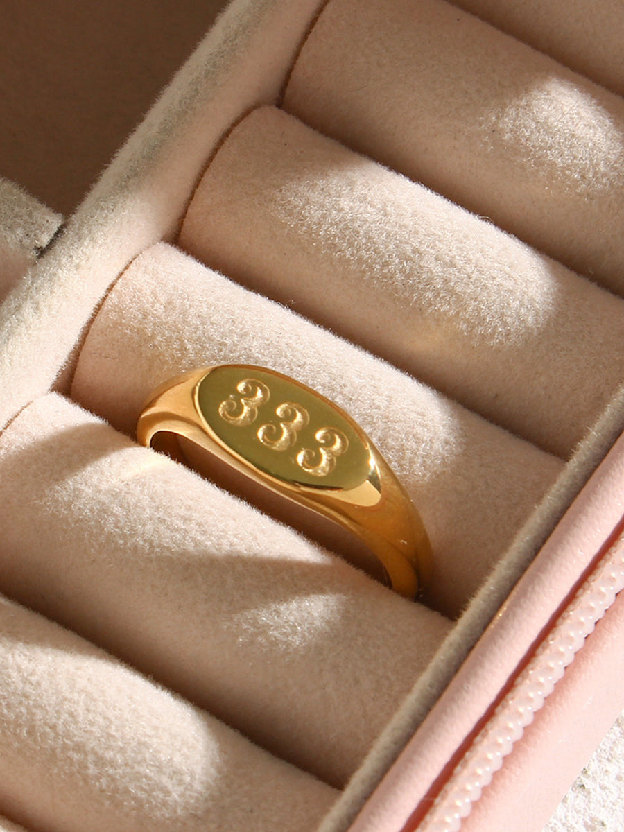 ring featuring numeric motif in Gold with 18K Gold-Plated,Stainless Steel Care instructions: Avoid wearing during exercise