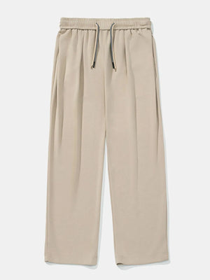 Khaki oversized drape-front lounge trousers with drawstring waist and wide leg