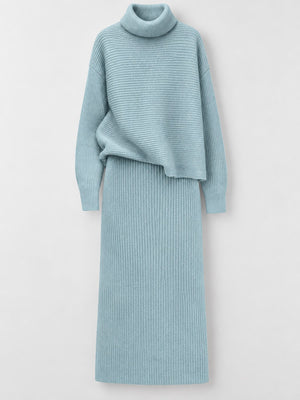 minimalist sweater set in Pink with turtleneck