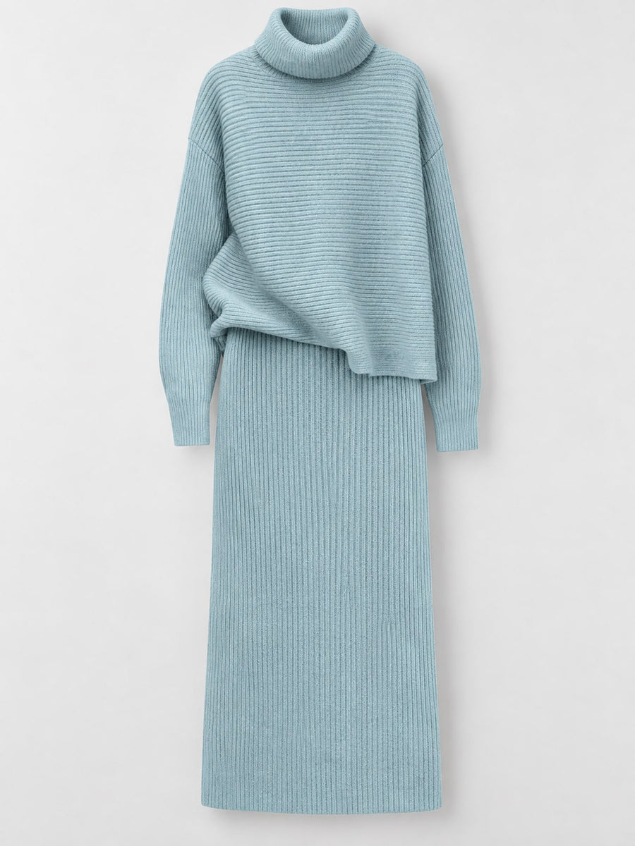 minimalist sweater set in Pink with turtleneck