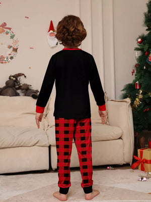 Matching Family Christmas Pajamas Set Plus Size in black with two-piece