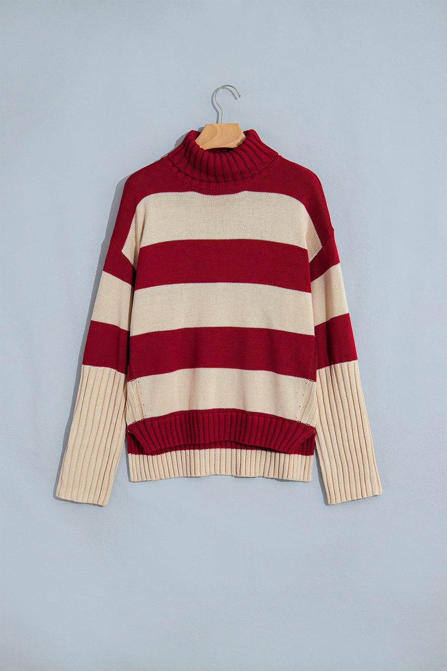 classic pullover sweater in Burgundy with turtleneck