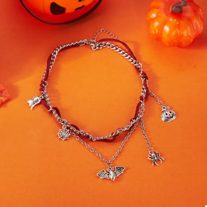 Halloween Double Layered Silver-plated Necklace in Silver with layered