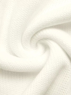 White knit fabric with a textured weave, soft and draped.